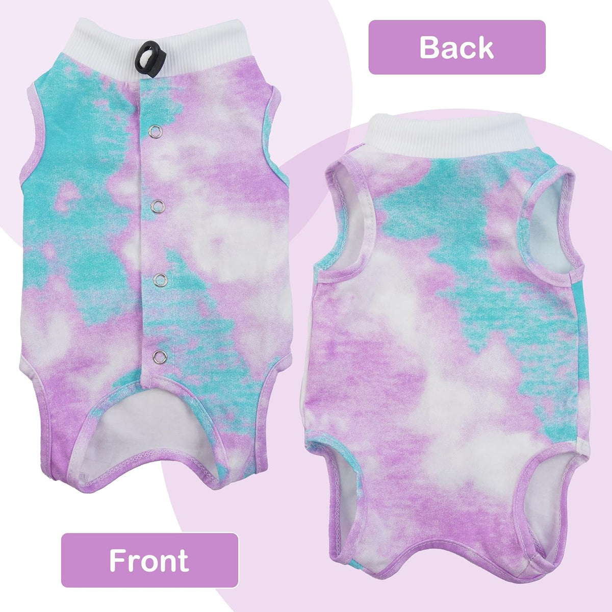 PUMYPOREITY cat spay surgical onesie showing hook and loop closure design