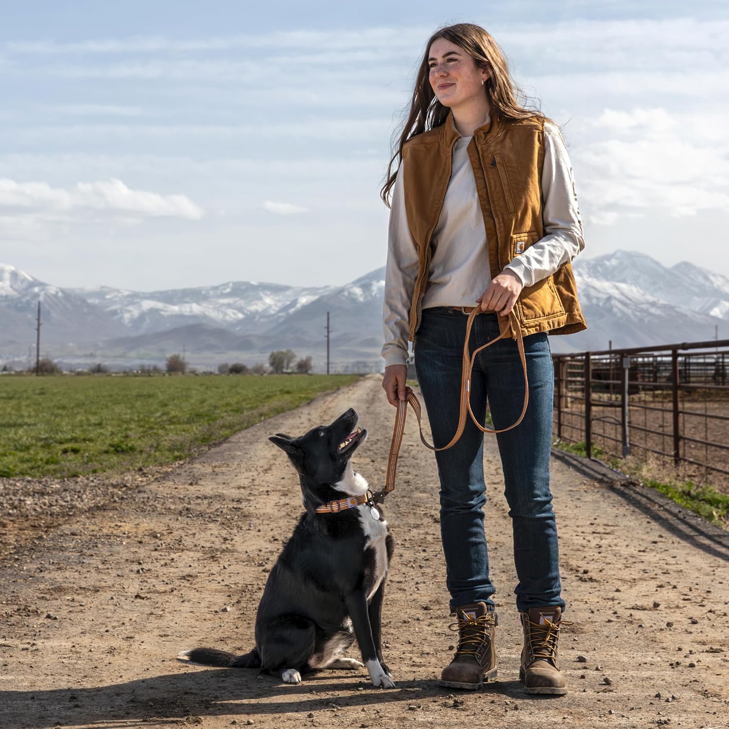 Dual handle design close up on Carhartt dog leash