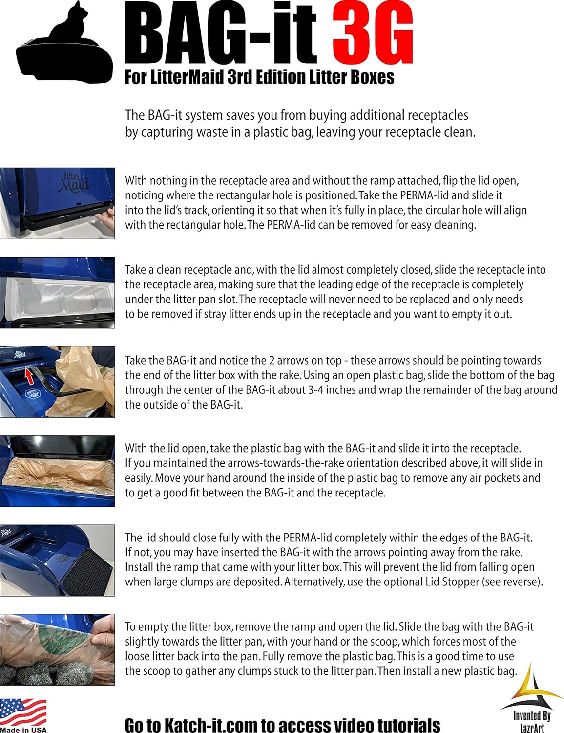 Components of LazrArt litter box upgrade kit side by side