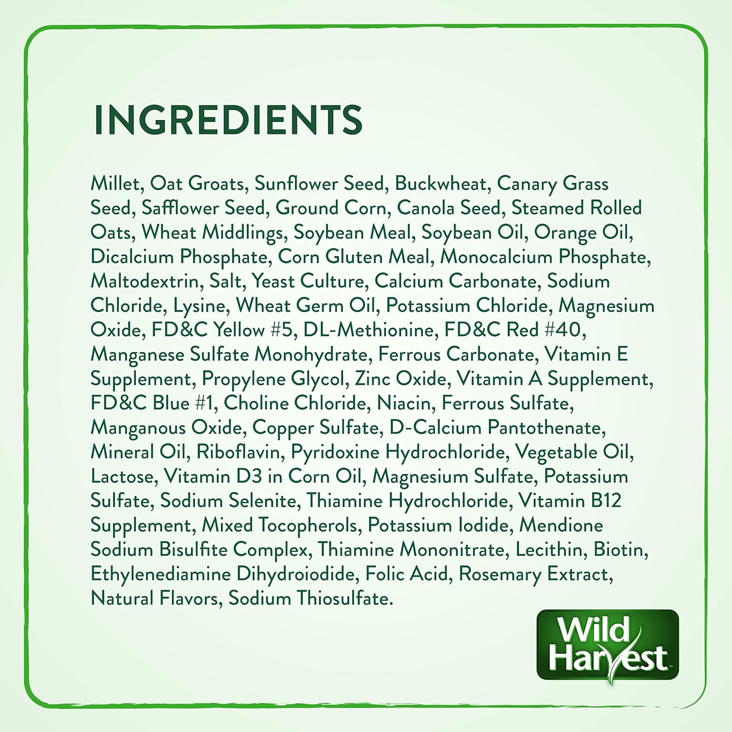 Texture and ingredients of Wild Harvest seed blend