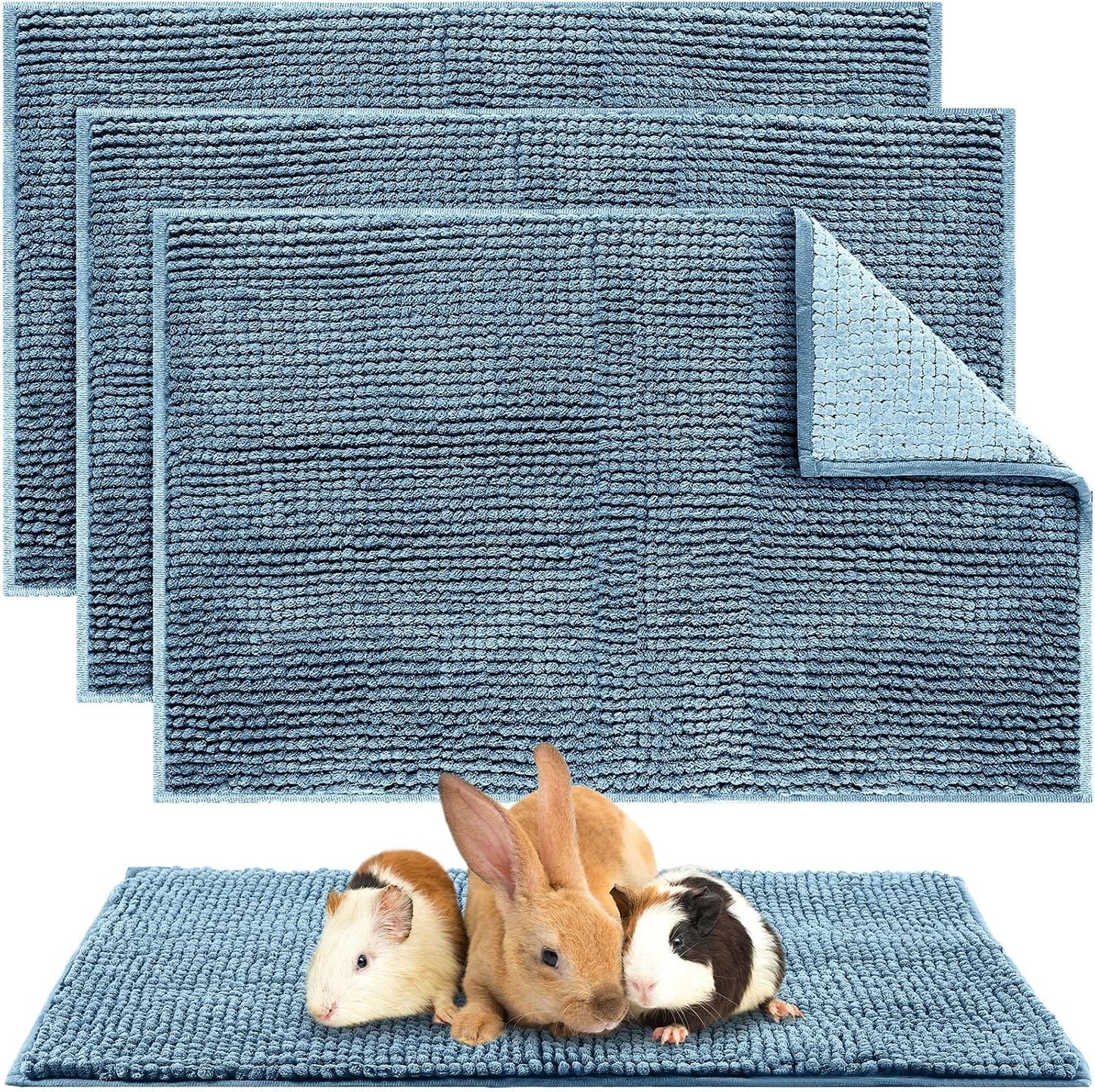 Amylove 4 Pcs Guinea Pig Cage Liner 16 x 24 Inch Washable Chenille Pee Pads Pet Dog Cat Bedding Training Mat Reusable for Small Animals Puppy Bunny Hamster Chinchilla - Image 9