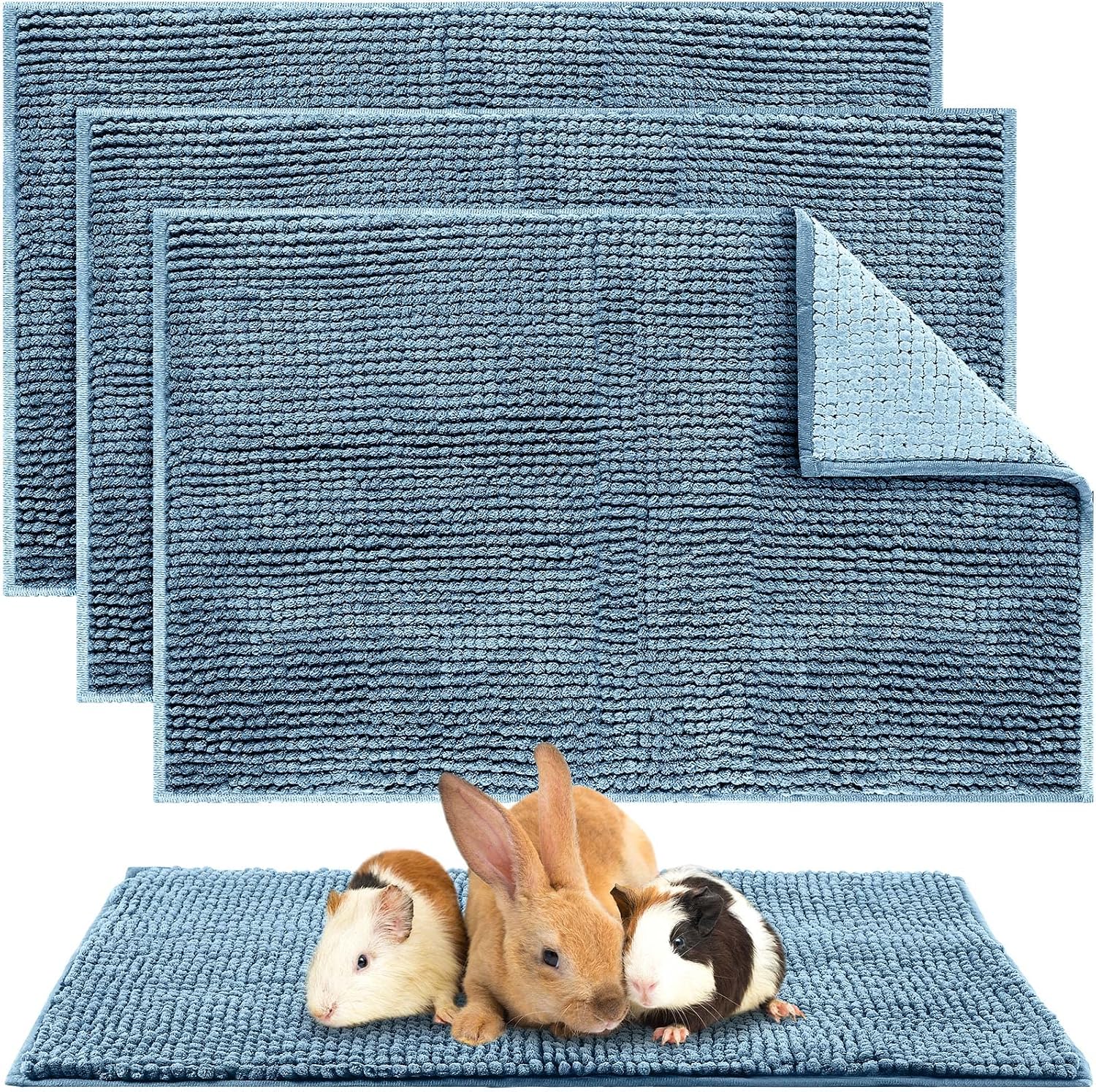 Amylove 4 Pcs Guinea Pig Cage Liner 16 x 24 Inch Washable Chenille Pee Pads Pet Dog Cat Bedding Training Mat Reusable for Small Animals Puppy Bunny Hamster Chinchilla - Image 9