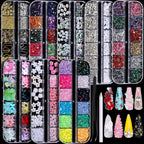 Fandamei nail charms and rhinestones kit front view with 8 boxes