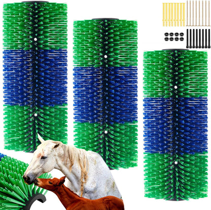 3 Pack Livestock Scratching Brush Itch Relief Horse Scratching Post Self-grooming Goat Scratcher with Durable Screws for Horse Pony Goat Sheep Pig Donkey (Blue and Red) - Image 14