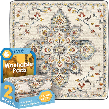 SCLOSE Washable Pee Pad for Dogs, 32" x 24" Reusable Puppy Pads Waterproof Dog Rugs, Super Absorbent, Leakproof, Dog Crate Pad, Playpen Mat, Whelping Pads, Vintage - Image 15