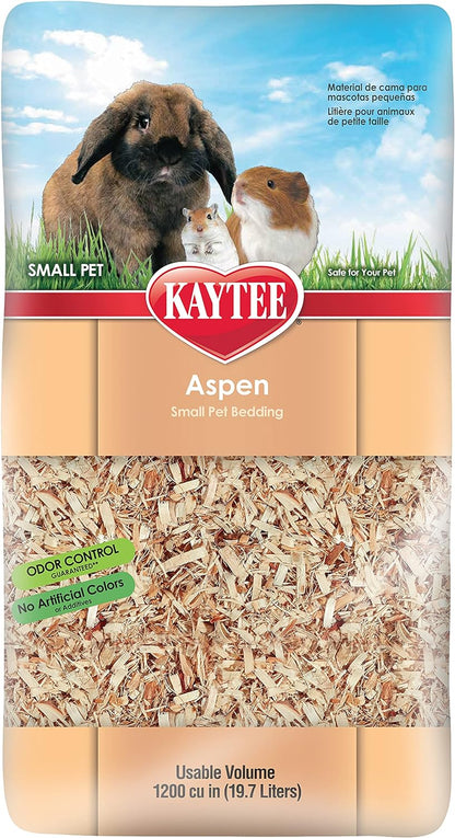 Clean cage setup with Kaytee aspen wood shavings