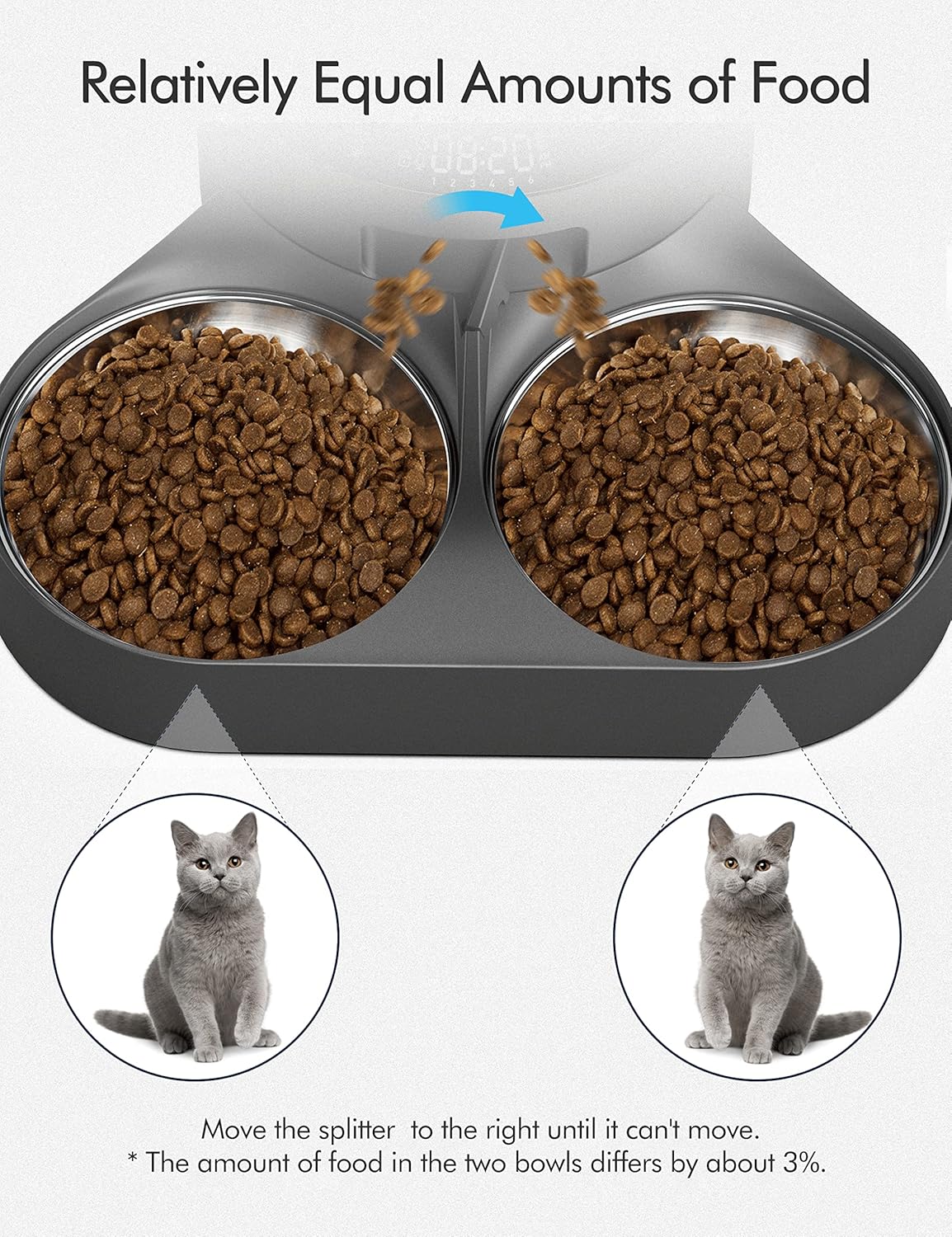 Underneath view of the PETLIBRO meal divider setup for multi-pet portion control adjustment.
