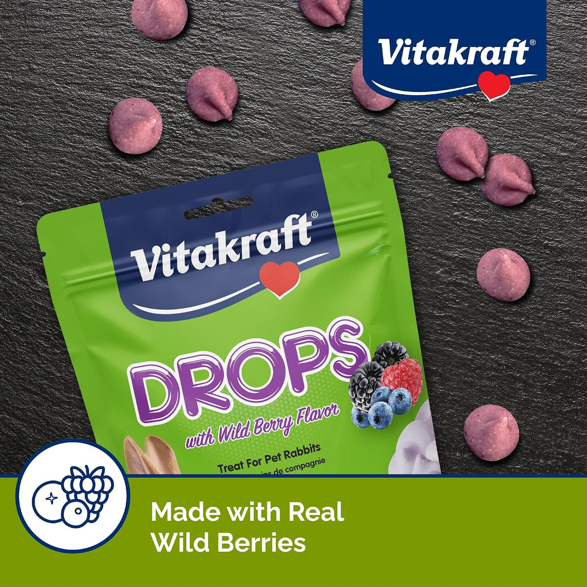 Vitakraft rabbit drops five point three ounces packaging size
