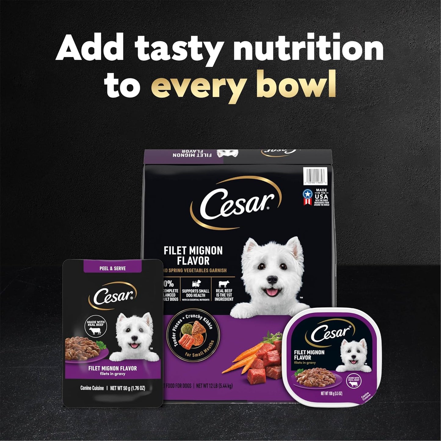Authentic Cesar mini pouch wet food for small dogs