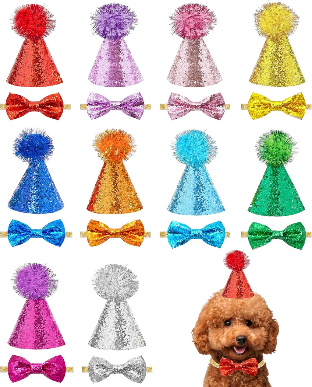PET SHOW 10pcs Mini Small Dog Hats Cat Birthday Party Hat Rabbit Hats for Holiday Wedding Puppies Kittens Costume Accessories - Image 12