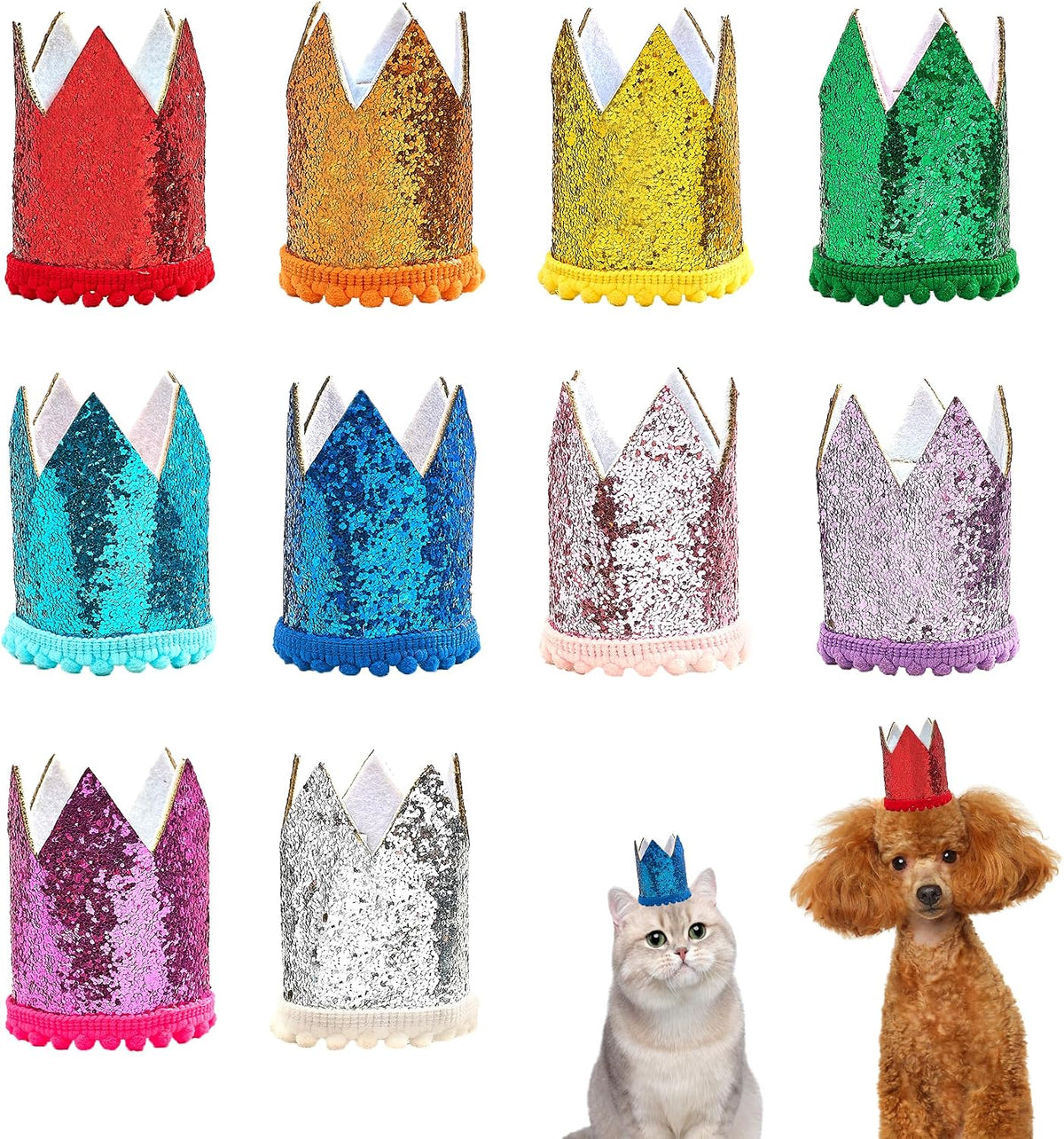 PET SHOW 10pcs Mini Small Dog Hats Cat Birthday Party Hat Rabbit Hats for Holiday Wedding Puppies Kittens Costume Accessories - Image 10