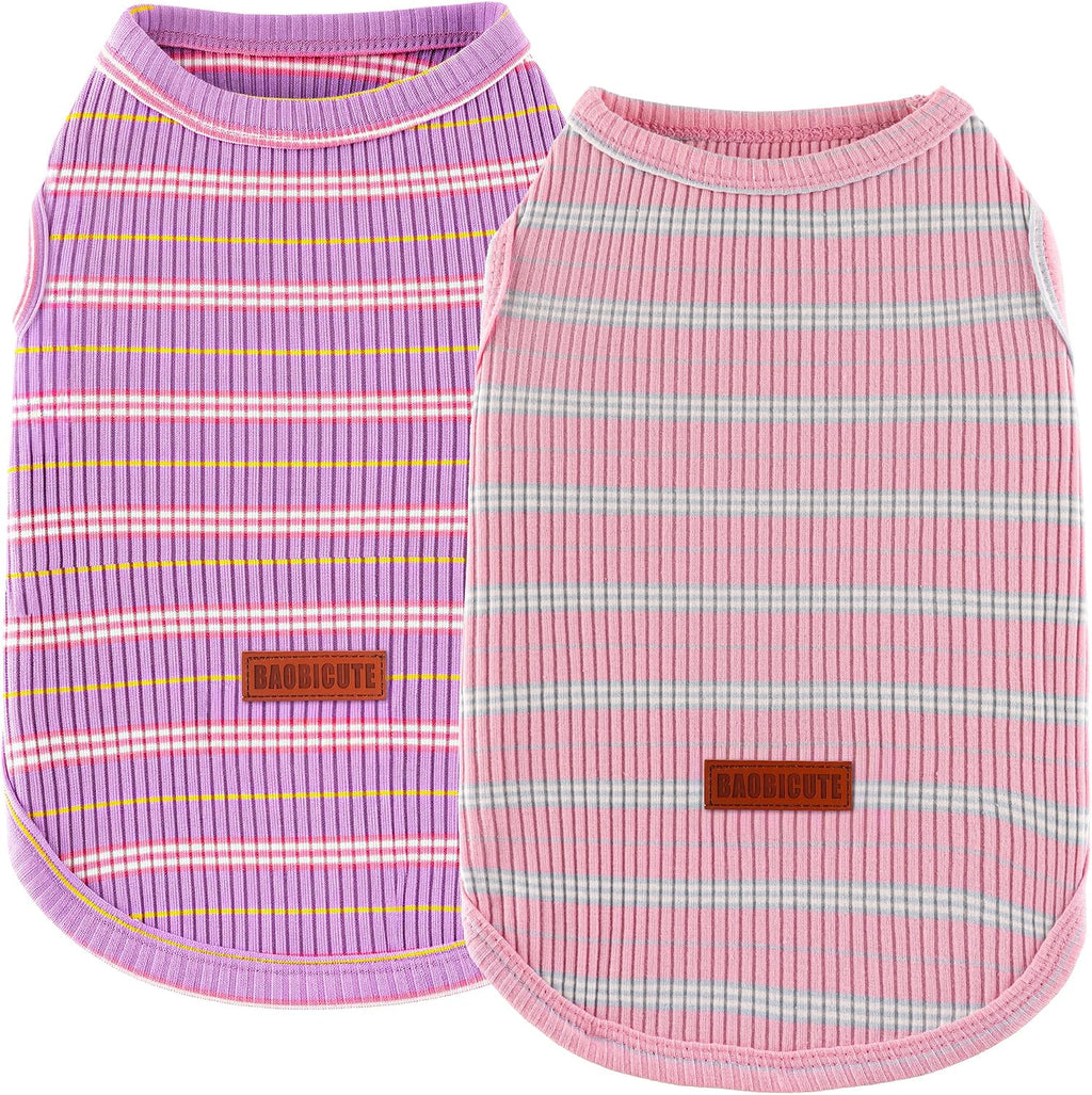 3Pack Dog Shirt Cotton Striped T-Shirts Stretchy Comfortable Pet Vest for Puppy and Cat Super Soft Dog Shirts Vest Sleeveless Breathable Basic Clothes for Small Medium Large Boy Girl Dogs - Image 10