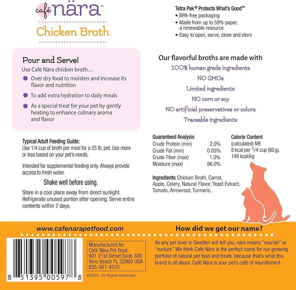 Human grade liquid pet food pour over topper by Café Nara container