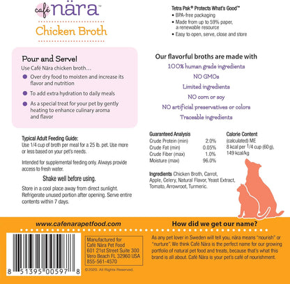 Human grade liquid pet food pour over topper by Café Nara container