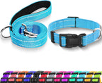 Reflective Dog Collar with Safety Locking Buckle, Adjustable Soft Breathable Nylon Collars for Small, Medium and Large Dogs(Collar+Leash XS Width 5/8" Turquoise) - Image 9