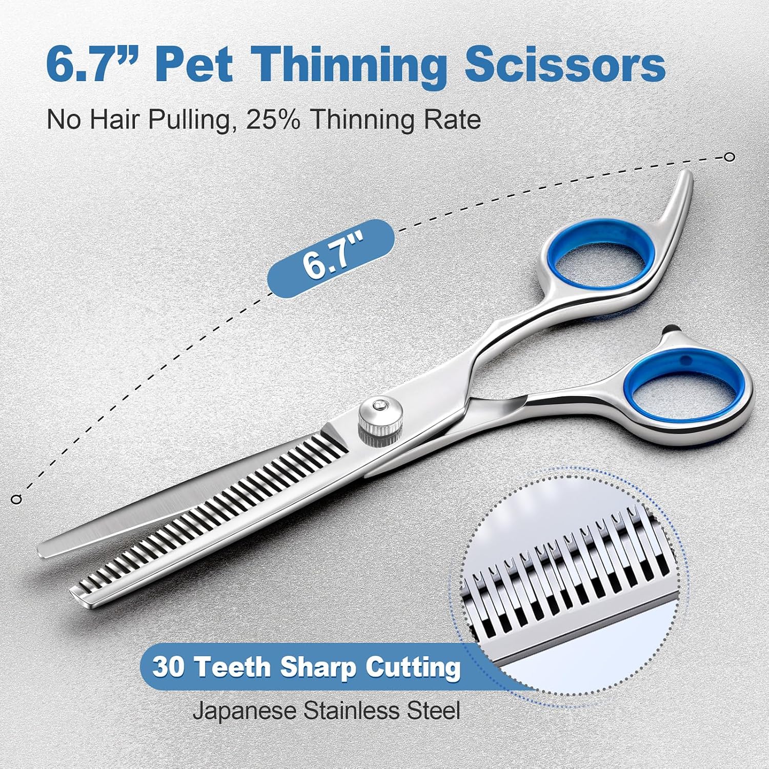 Rust resistant titanium dog grooming scissors showcasing sharp convex cutting edges for matted fur