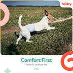 Wetness indicator strip on Nuby Pets male dog wraps changing color when wet.