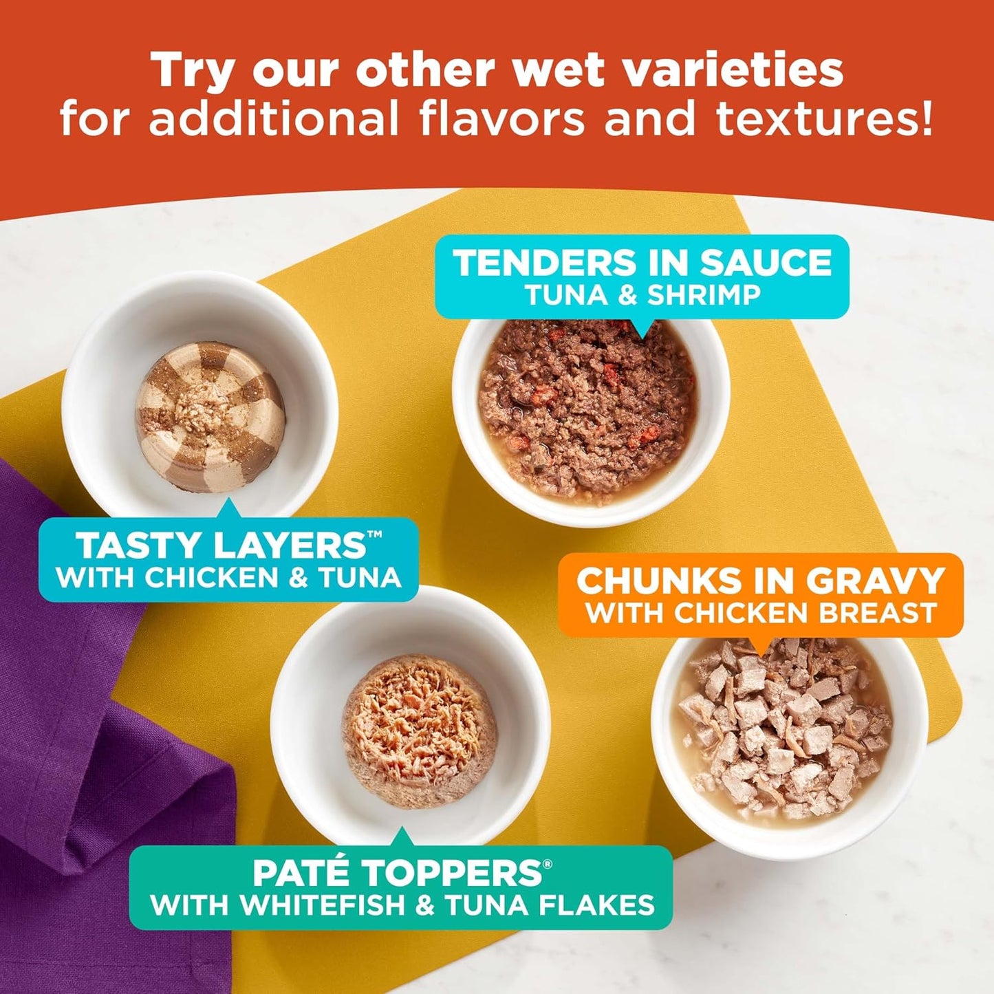 Smooth patÃ© texture of Meow Mix wet cat food