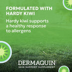 Nutramax Dermaquin large dog skin supplement ingredients label showing hardy kiwi