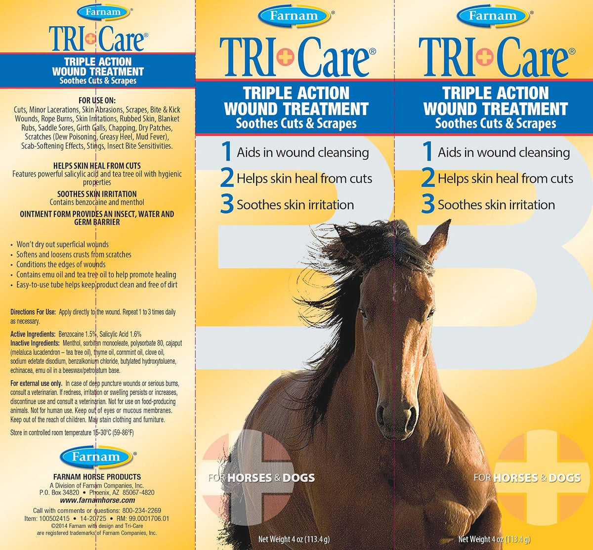 Farnam Tri-Care ointment tube showing application instructions