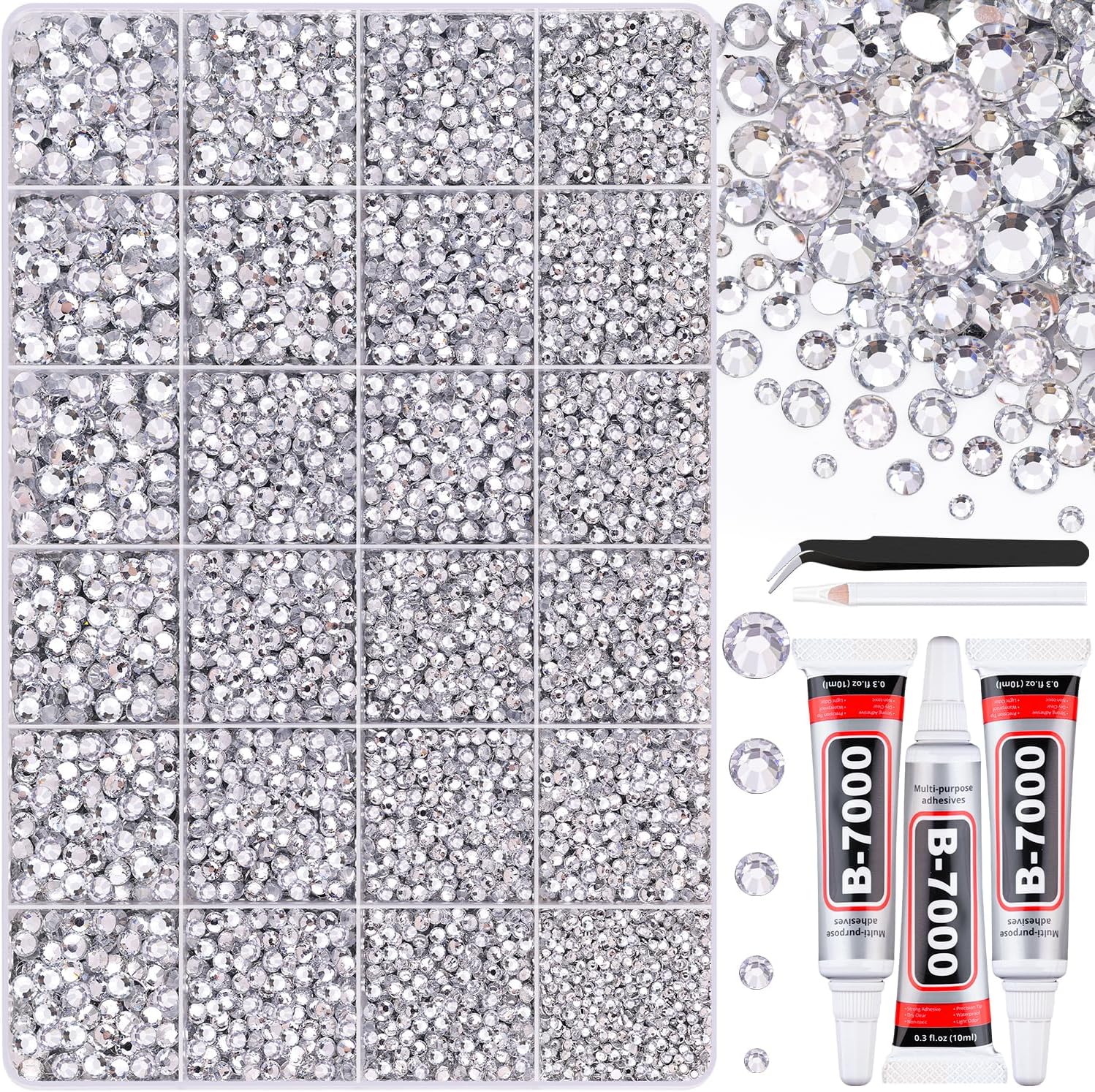 Belleboost 30000 pieces resin rhinestone kit front view