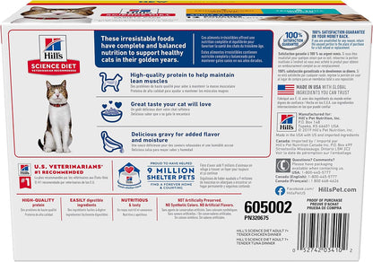 Hill's Science Diet Senior 7 Plus Tender Chicken Dinner pouch lifestyle shot.