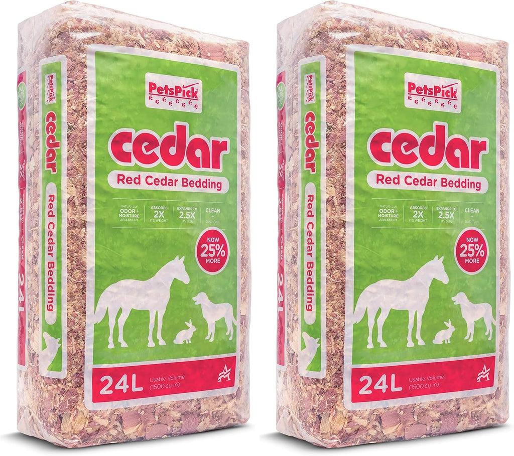 Red cedar pet bedding stacked for small animals