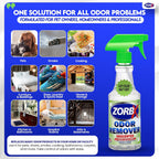 ZORBX fast acting fragrance free odor neutralizer spray being used on carpet