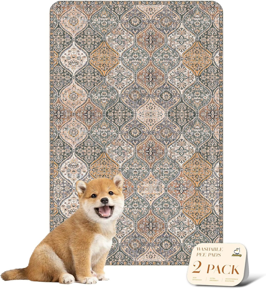 nunubaby Washable Pee Pads for Dogs, Stylish, Non-Slip and Leak-Proof Pee Mat. Ultra-Absorbent Reusable Potty pad for Crates and Floors.(Cream/Multi, 18" x24" ) - Image 12