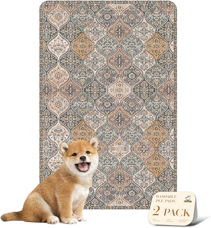nunubaby Washable Pee Pads for Dogs, Stylish, Non-Slip and Leak-Proof Pee Mat. Ultra-Absorbent Reusable Potty pad for Crates and Floors.(Cream/Multi, 18" x24" ) - Image 12