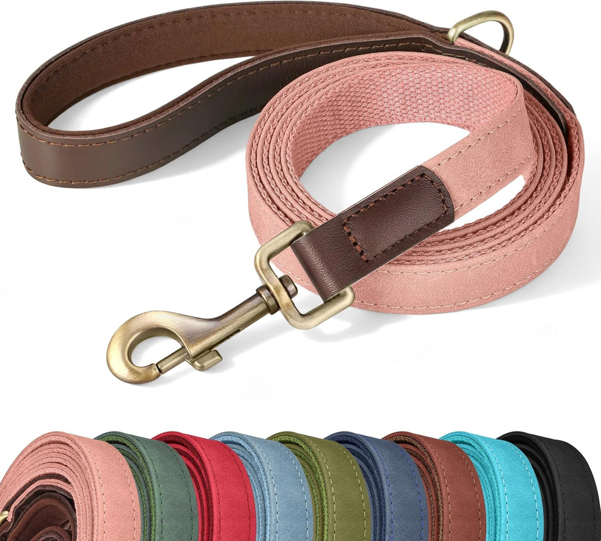 Didog PU Leather Dog Leash for Small Dogs 4.5ft, Soft Padded Handle Dog Leashes for Medium Size, Walking and Training Leashes Faux Leather for Large Pet,Green - Image 11