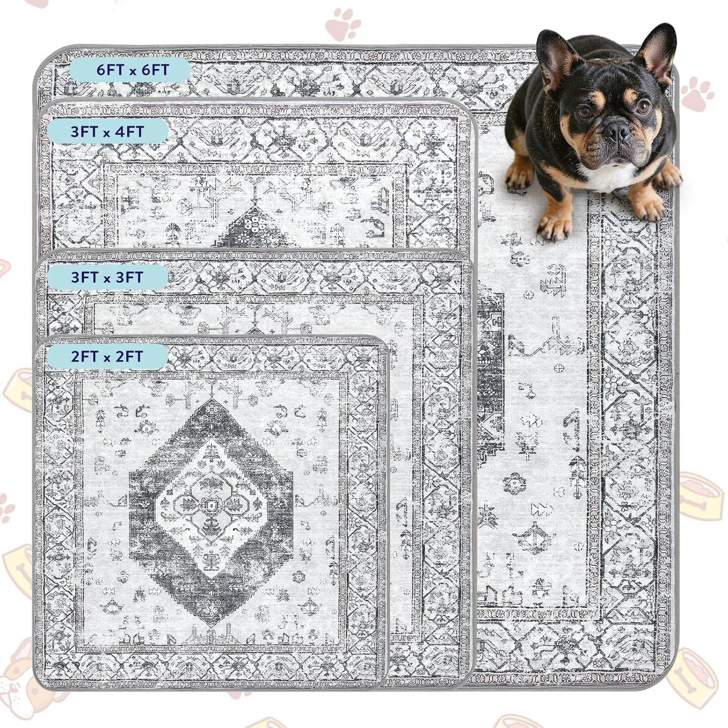 Lahome Reusable Washable Puppy Pads - 2 Pack Super Absorbent & Waterproof Dog Training Mats for Potty, Crate and Floor - Leakproof Pee Pads with Non-Slip Backing (Gray, 36"x48") - Image 9