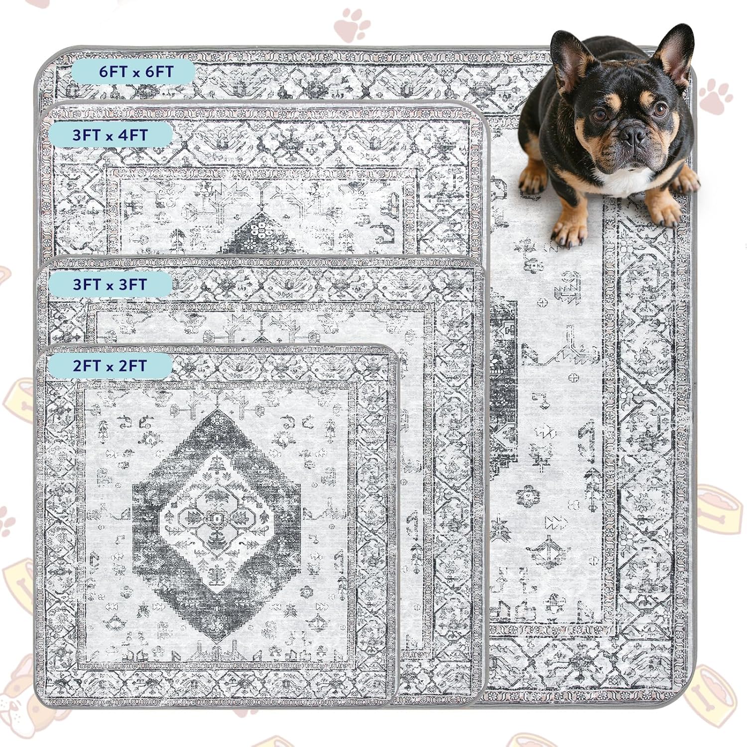 Lahome Reusable Washable Puppy Pads - 2 Pack Super Absorbent & Waterproof Dog Training Mats for Potty, Crate and Floor - Leakproof Pee Pads with Non-Slip Backing (Gray, 36"x48") - Image 9