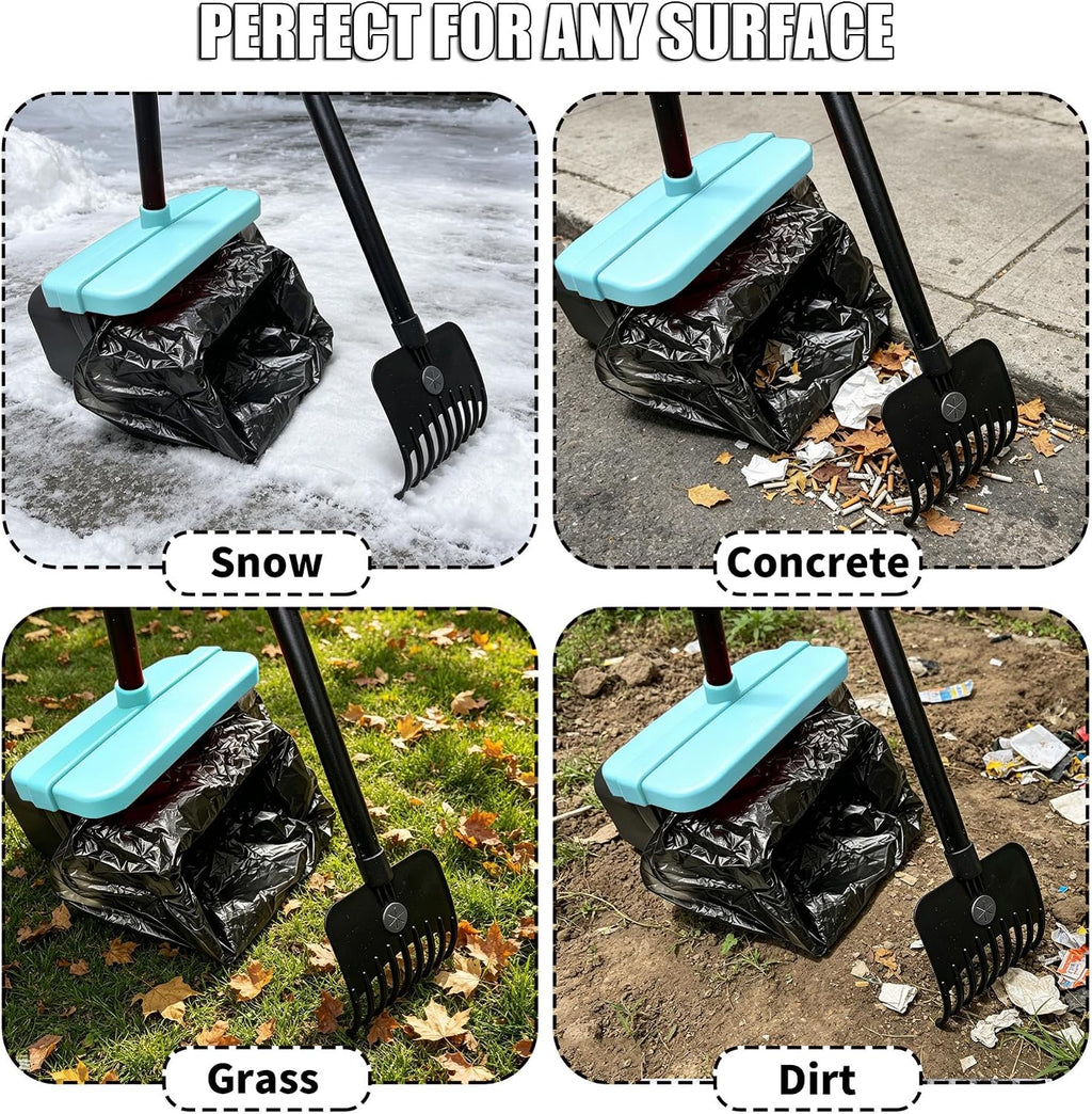 Compact space saving storage design of the folded pet scooper in a garage.