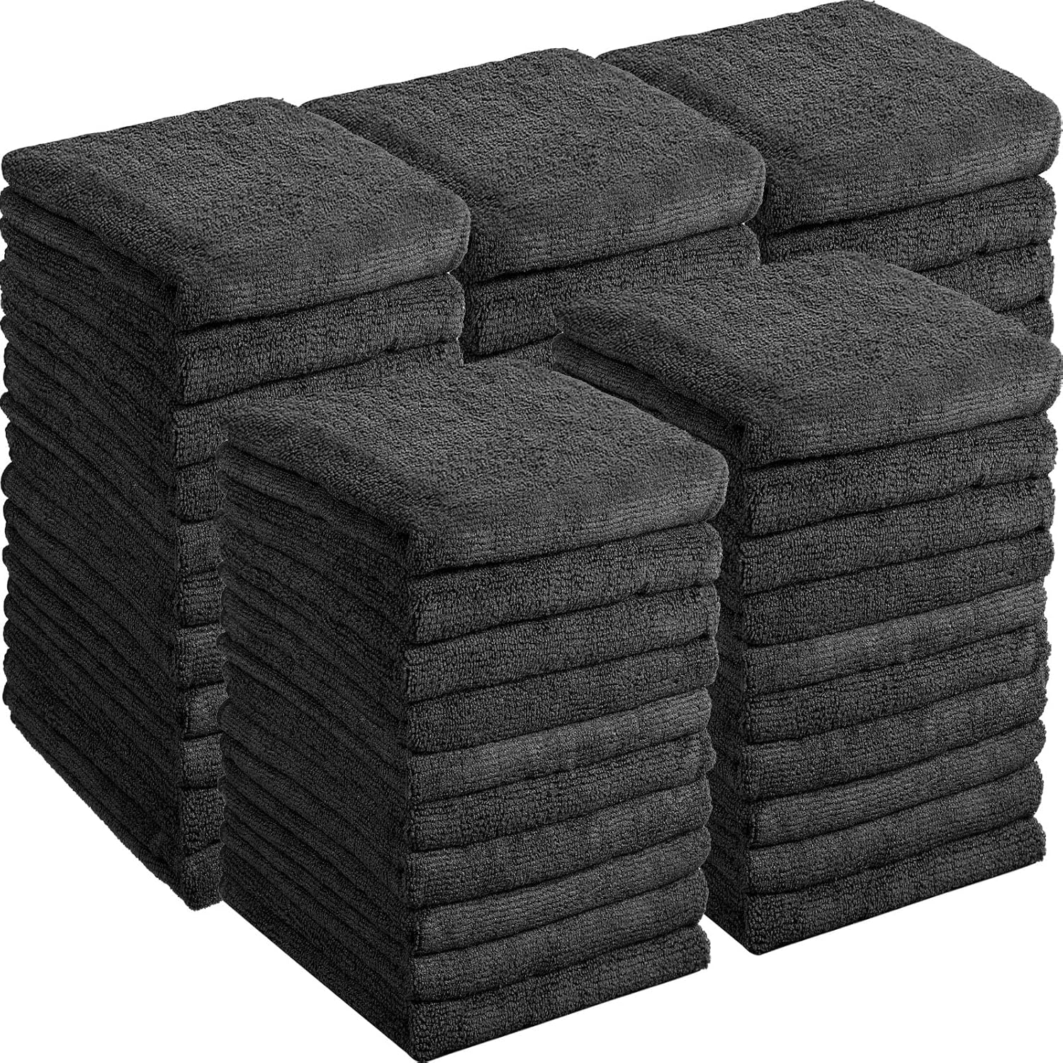 Shimeyao bleach proof microfiber towels 40 pack front view showcasing premium black color.