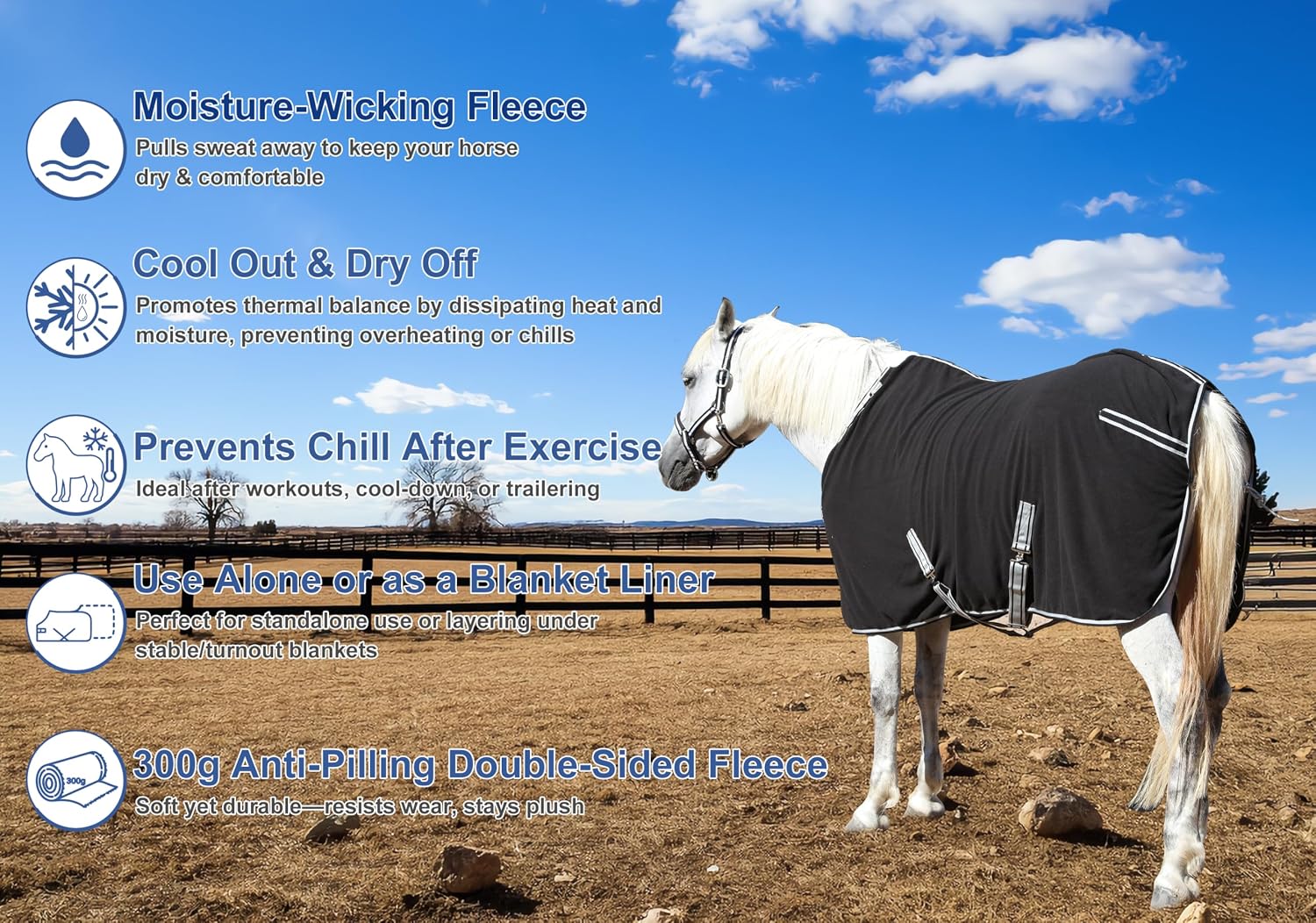 Gallopoff horse blanket 300g fleece side profile