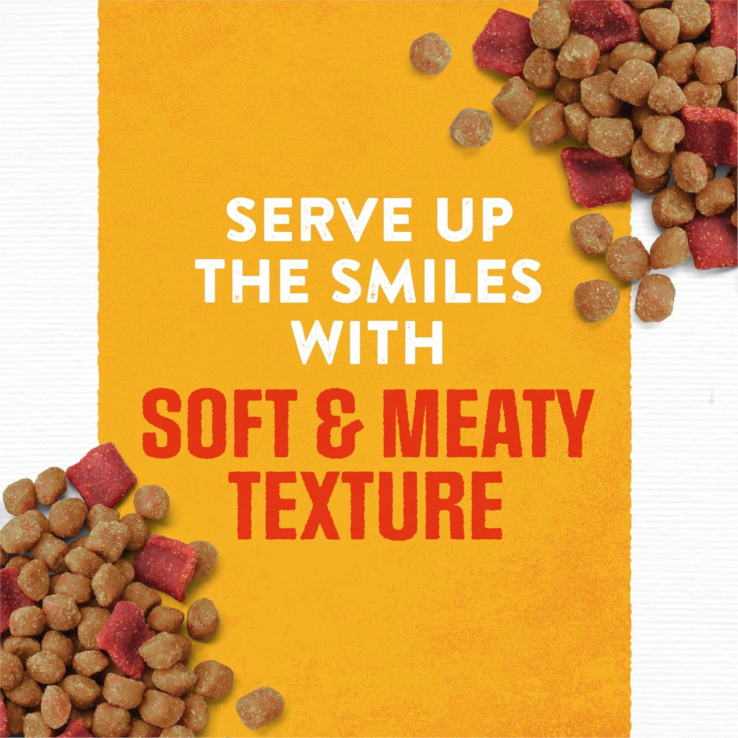Purina Moist and Meaty imported adult dog food packaging displaying meal benefits