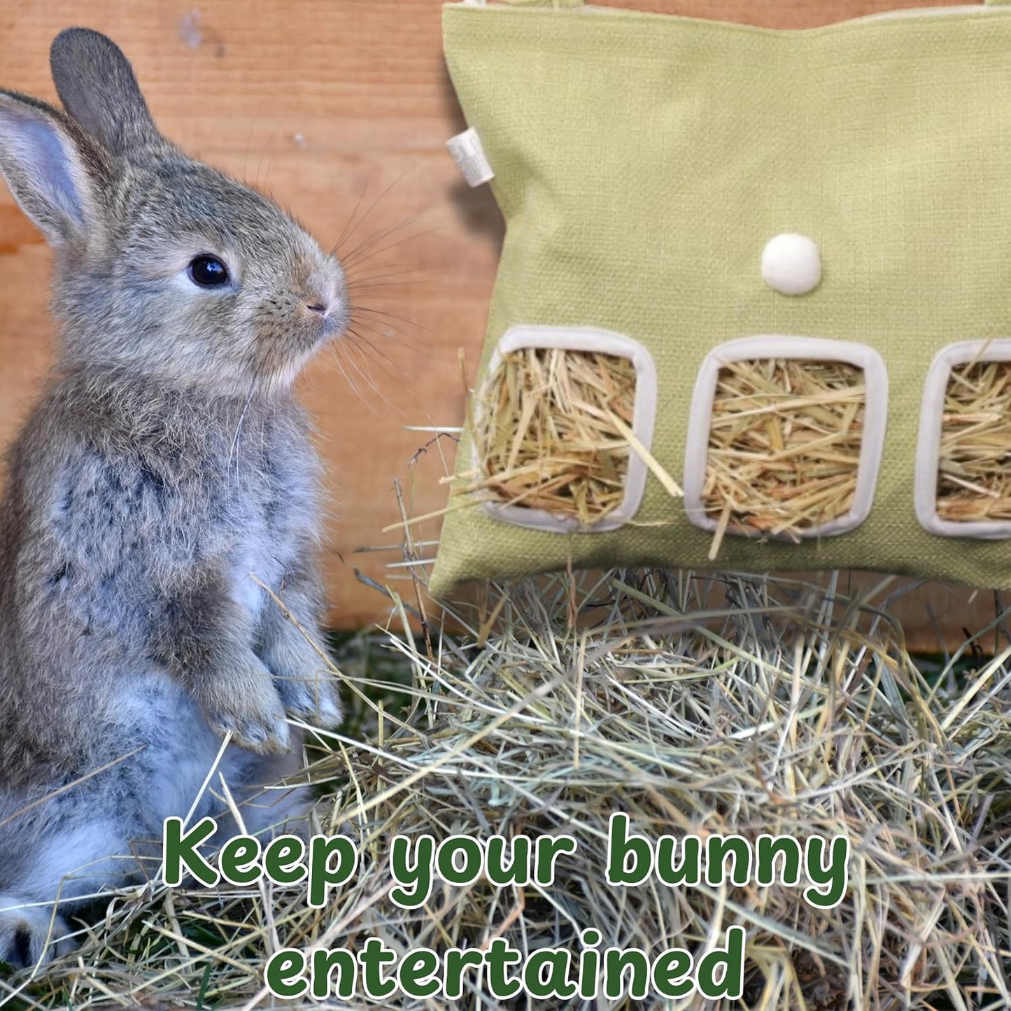 Cute Hanging Rabbit Hay Feeder Bag, Guinea Pig Hay Bag, Bunny Feeders Holder Storage For Small Pets Bunnies Chinchilla Hamster Rats, Guinea Pig Accessories For Cage, Bunny Accessories For Cage (Green) - Image 7