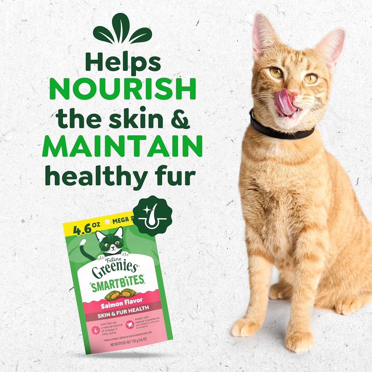Greenies Skin and Fur Health cat snacks texture demonstration