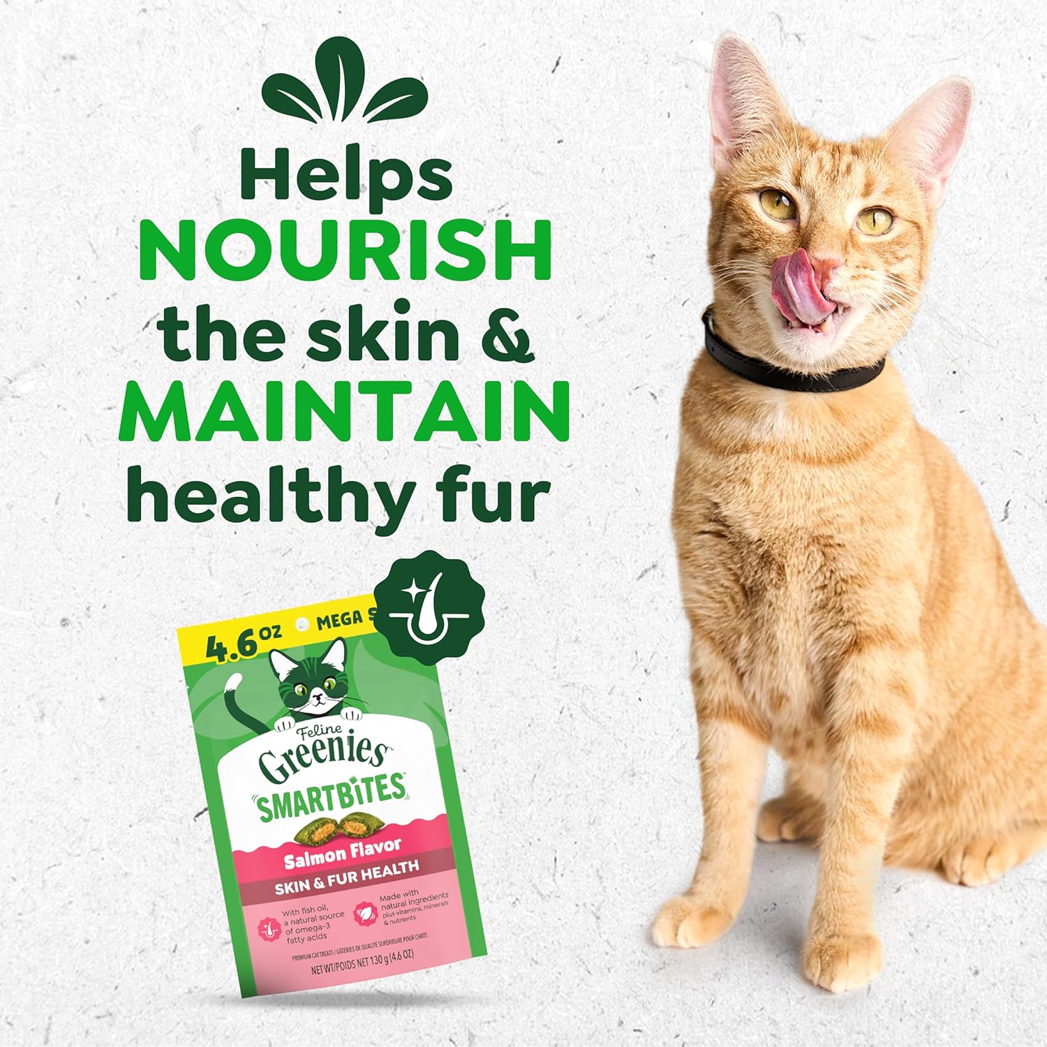 Greenies Skin and Fur Health cat snacks texture demonstration
