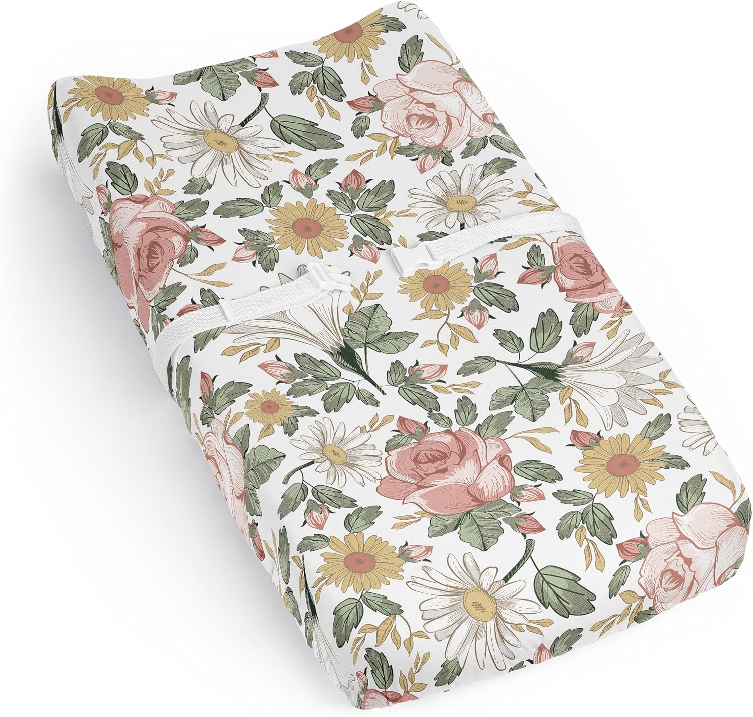 Sweet Jojo Designs vintage floral boho changing pad cover front view