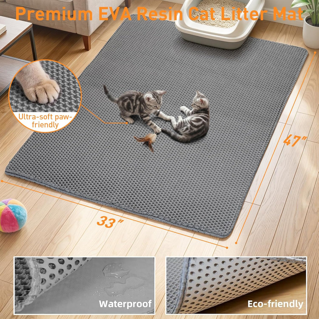 Double layer kitty litter trapping mat showing the side opening for easy cleaning.
