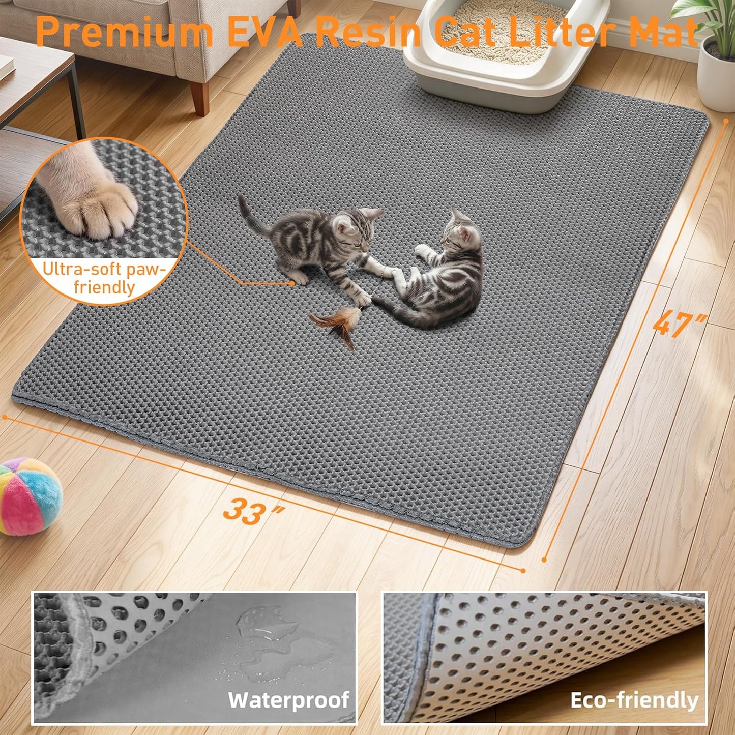 Double layer kitty litter trapping mat showing the side opening for easy cleaning.