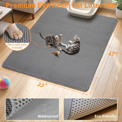 Double layer kitty litter trapping mat showing the side opening for easy cleaning.