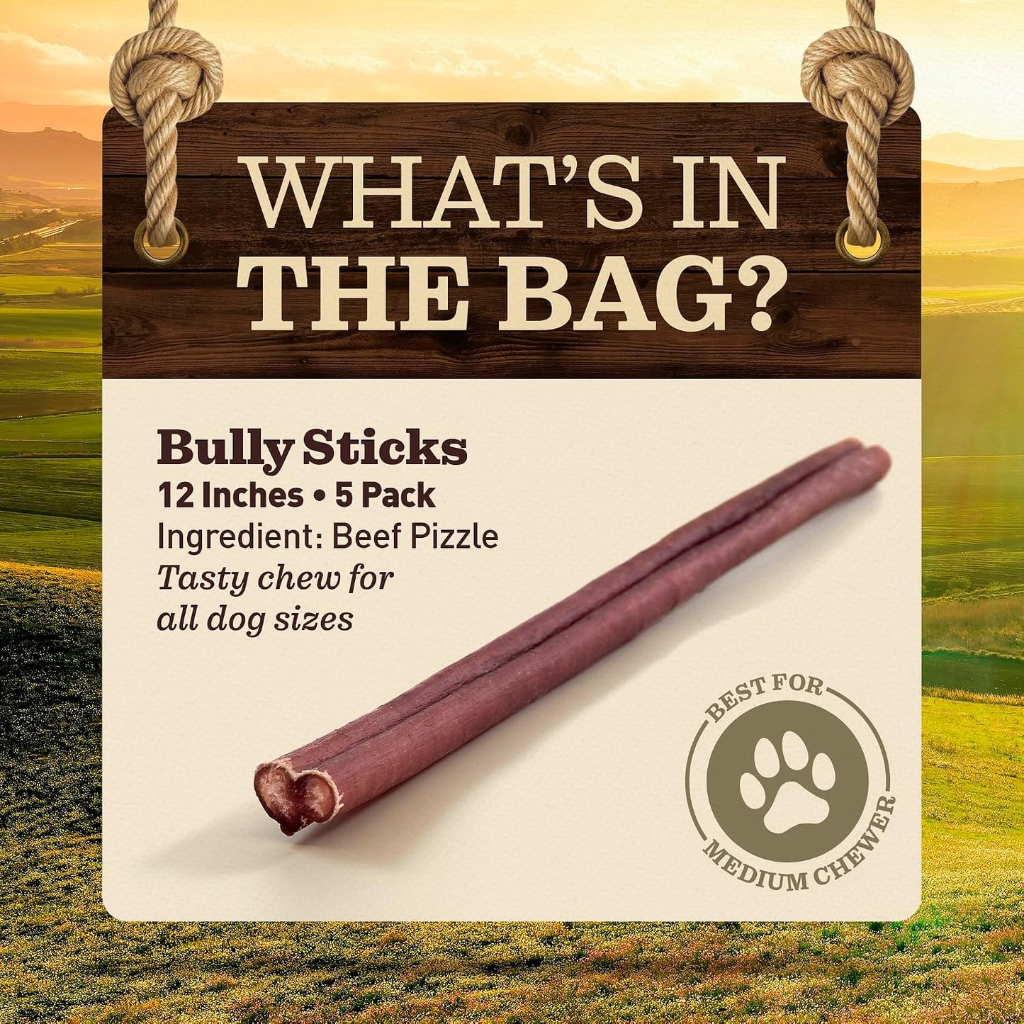 Ever Farm natural beef dog treats twelve inch five pack display