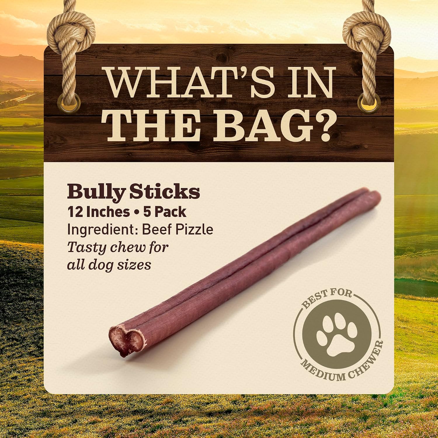 Ever Farm natural beef dog treats twelve inch five pack display