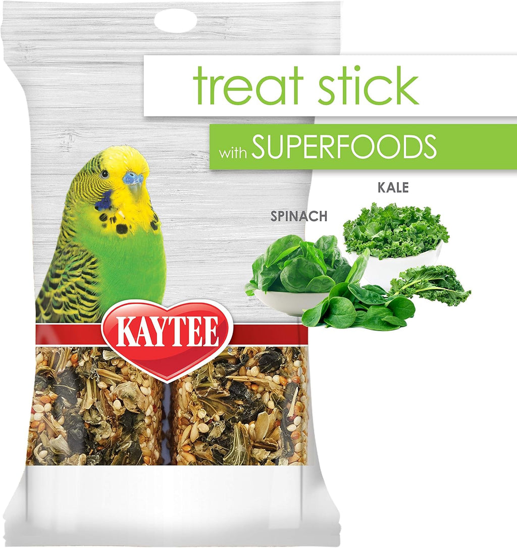Kaytee spinach and kale treat stick packaging details