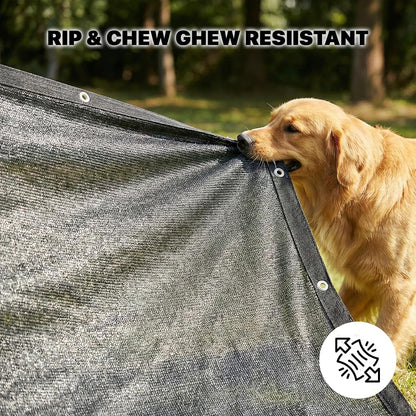 Amgo black shade cloth blocking ninety percent sun rays over a stable window