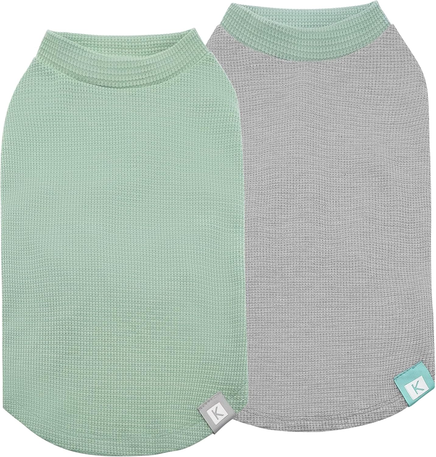 KYEESE 2Pack Waffle Dog Shirts, Lightweight Sleeveless Dog T Shirts for Small Dogs Boy Girl, Breathable Pet Vest Comfortable Tank Top Soft Dogs Clothes for Daily Wear, Green+Striped, M - Image 10