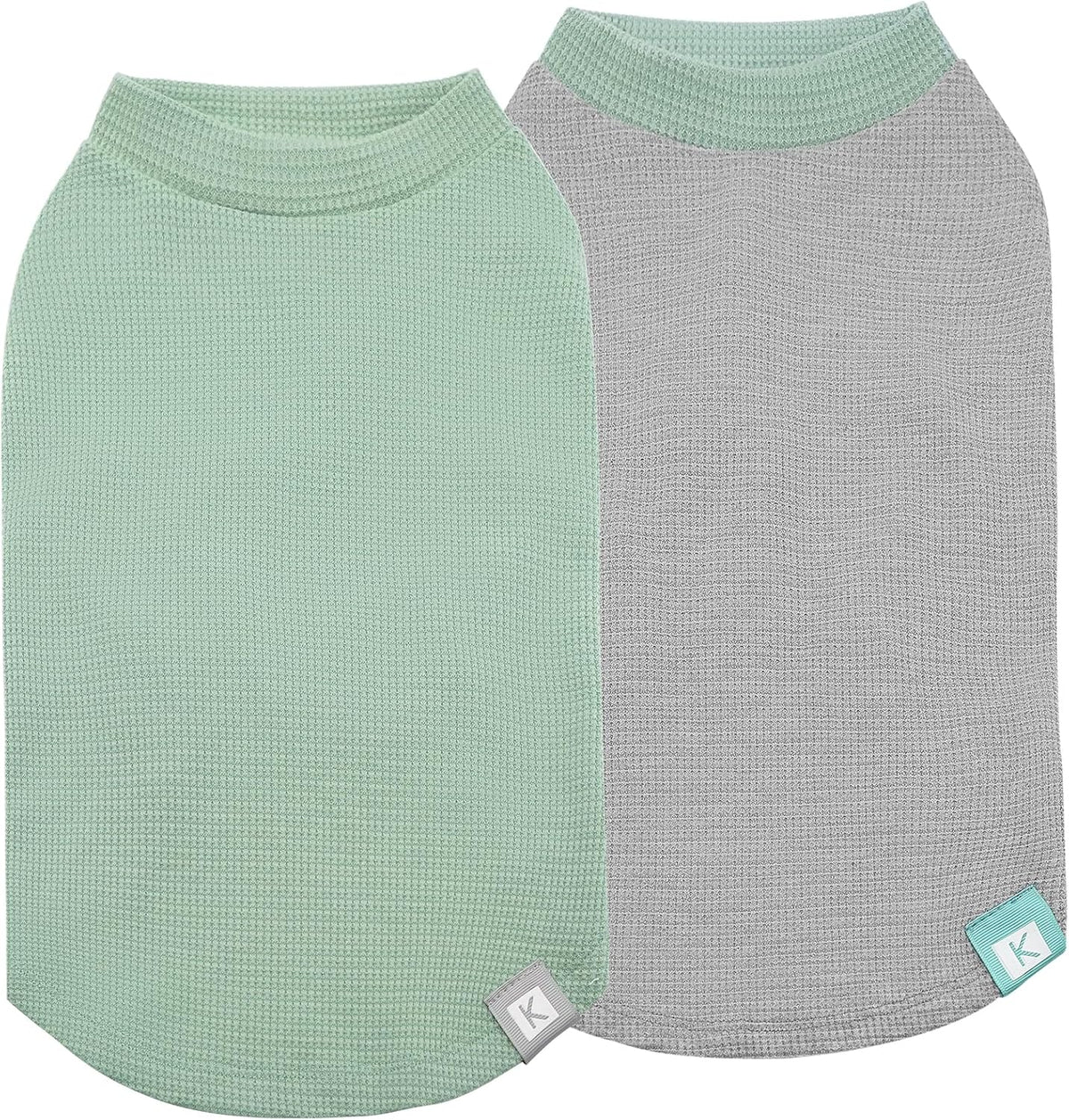 KYEESE 2Pack Waffle Dog Shirts, Lightweight Sleeveless Dog T Shirts for Small Dogs Boy Girl, Breathable Pet Vest Comfortable Tank Top Soft Dogs Clothes for Daily Wear, Green+Striped, M - Image 10